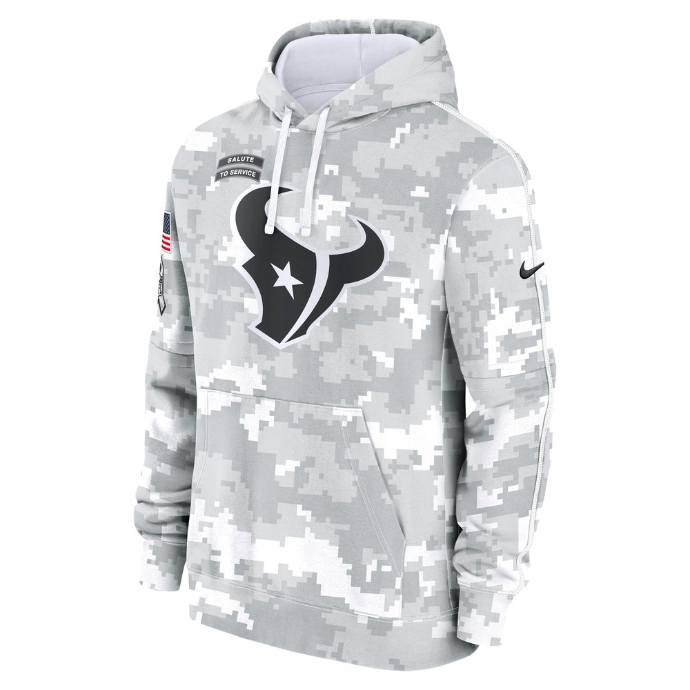 Men's Houston Texans Arctic Camo 2024 Salute to Service Club Fleece Pullover Hoodie