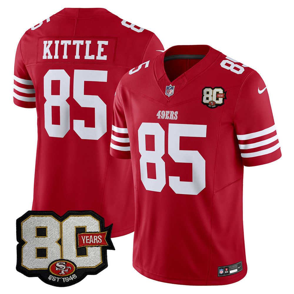 Men's San Francisco 49ers #85 George Kittle Red 80 Anniversary Vapor F.U.S.E. Limited Jersey