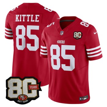 Men's San Francisco 49ers #85 George Kittle Red 80 Anniversary Vapor F.U.S.E. Limited Jersey Men's San Francisco 49ers #85 George Kittle Red 80 Anniversary Vapor F.U.S.E. Limited Jersey