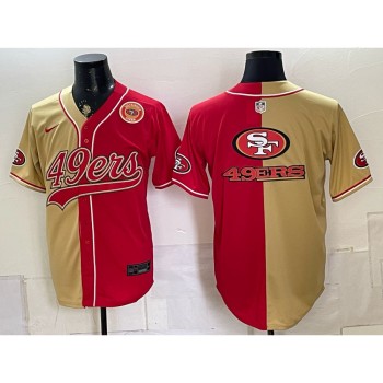 Men's San Francisco 49ers Red Split Cool Base Stitched Baseball Jersey Men's San Francisco 49ers Red Split Cool Base Stitched Baseball Jersey