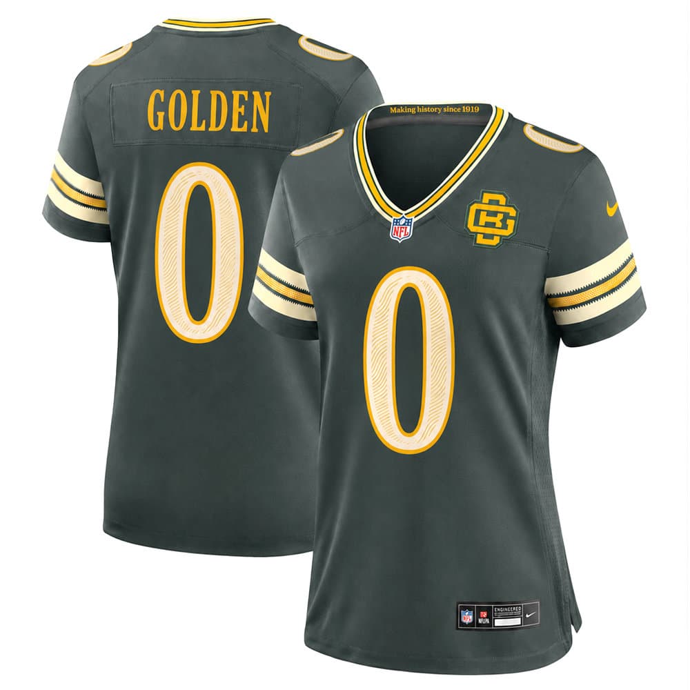 Women's Green Bay Packers #0 Matthew Golden Green 2026 Rivalries Collection Game Jersey