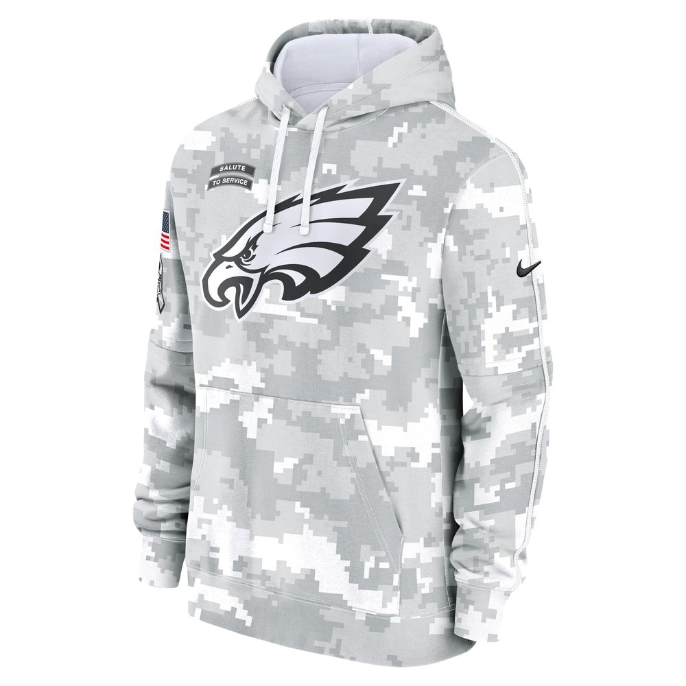Men's Philadelphia Eagles Arctic Camo 2024 Salute to Service Club Fleece Pullover Hoodie