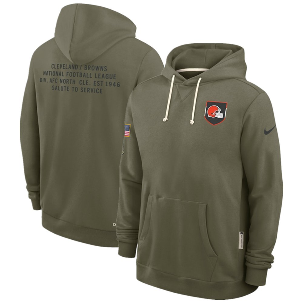 Men's Cleveland Browns Olive 2025 Salute to Service Pullover Hoodie Men's Cleveland Browns Olive 2025 Salute to Service Pullover Hoodie