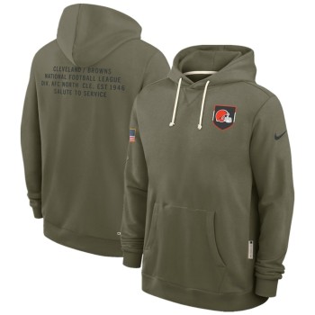 Men's Cleveland Browns Olive 2025 Salute to Service Pullover Hoodie Men's Cleveland Browns Olive 2025 Salute to Service Pullover Hoodie