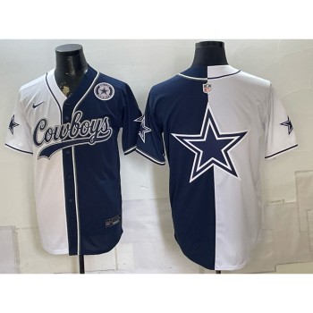 Men's Dallas Cowboys Navy Split Cool Base Stitched Baseball Jersey Men's Dallas Cowboys Navy Split Cool Base Stitched Baseball Jersey