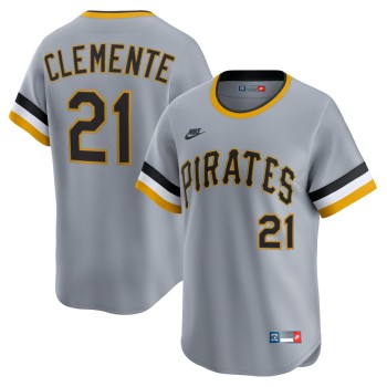 Men's Pittsburgh Pirates #21 Roberto Clemente Nike Gray Throwback Cooperstown Collection Limited Jersey