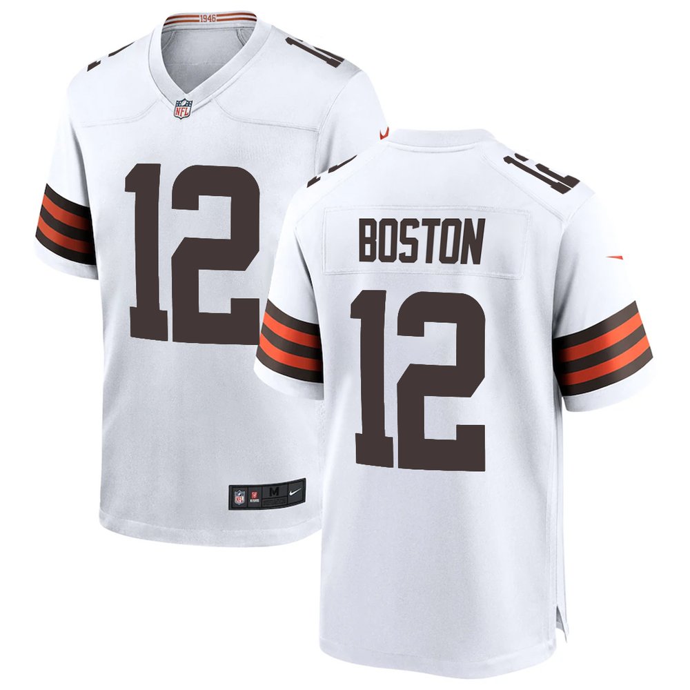 Men's Cleveland Browns #12 Denzel Boston White 2026 NFL Draft Game Jersey