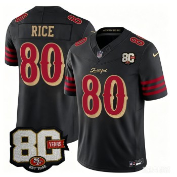 Youth San Francisco 49ers #80 Jerry Rice Black 80 Anniversary Rivalries Collection Vapor F.U.S.E. Limited Jersey