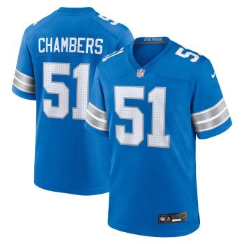 Men's Detroit Lions Steele Chambers  Blue Game Jersey Men's Detroit Lions Steele Chambers  Blue Game Jersey