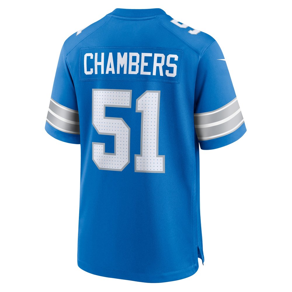 Men's Detroit Lions Steele Chambers  Blue Game Jersey