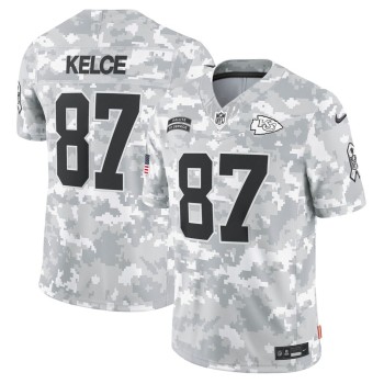 Men's Kansas City Chiefs #87 Travis Kelce Arctic Camo 2024 Salute to Service Limited Jersey Men's Kansas City Chiefs #87 Travis Kelce Arctic Camo 2024 Salute to Service Limited Jersey