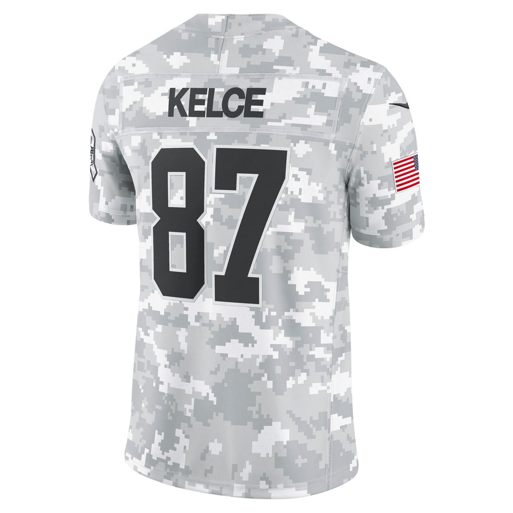 Men's Kansas City Chiefs #87 Travis Kelce Arctic Camo 2024 Salute to Service Limited Jersey