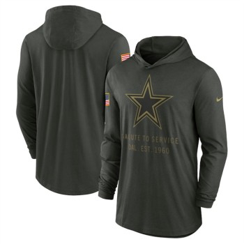 Men's Dallas Cowboys Forest Green 2025 Salute to Service Sideline Dri-FIT Lightweight Pullover Hoodie Men's Dallas Cowboys Forest Green 2025 Salute to Service Sideline Dri-FIT Lightweight Pullover Hoodie