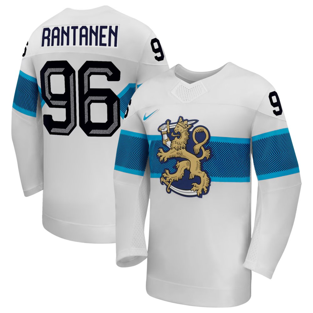 Youth Finland Hockey #96 Mikko Rantanen White 2026 Away Replica Jersey