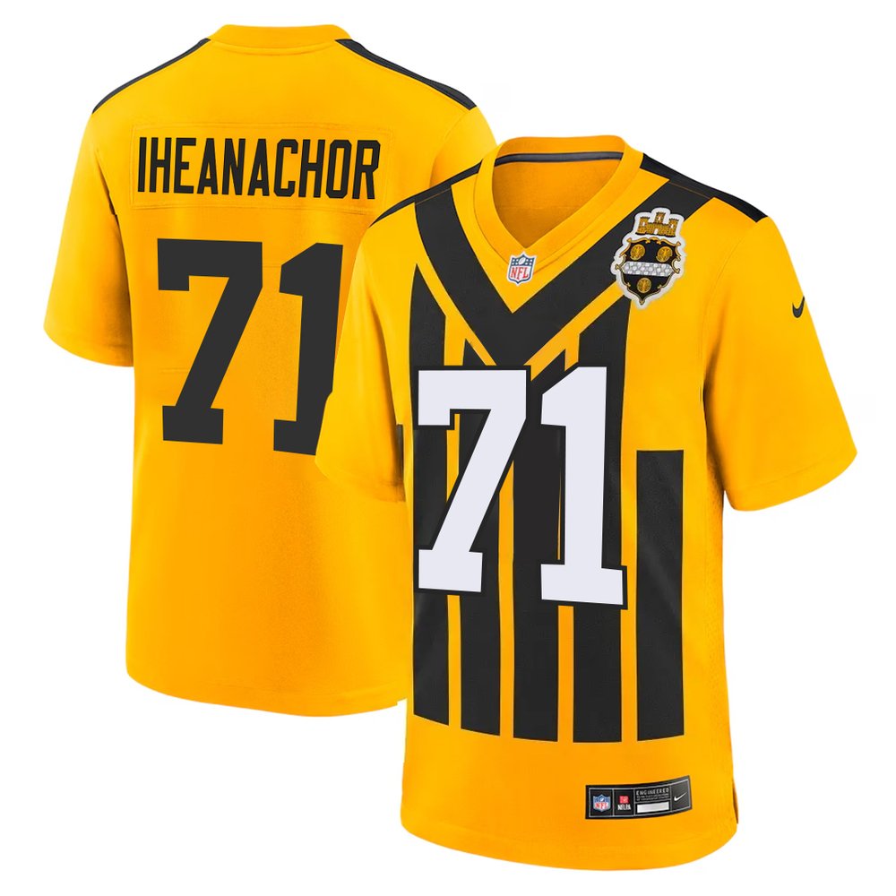 Men's Pittsburgh Steelers #71 Max Iheanachor Gold 2026 NFL Draft Game Jersey