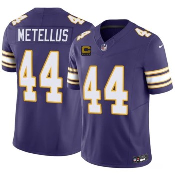 Men's Minnesota Vikings #44 Josh Metellus Purple 2026 4-Star C Patch Vapor F.U.S.E. Untouchable Limited Jersey