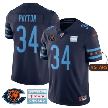 Youth Chicago Bears #34 Walter Payton Navy City Edition With Chicago Flag Vapor F.U.S.E. Untouchable Limited Jersey